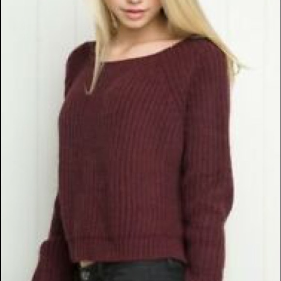 Brandy Melville maroon cropped sweater - Picture 2 of 4